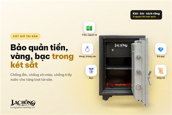 Bảo quản tiền, v&agrave;ng, bạc, trang sức trong k&eacute;t sắt: chống ẩm, chống xỉn m&agrave;u