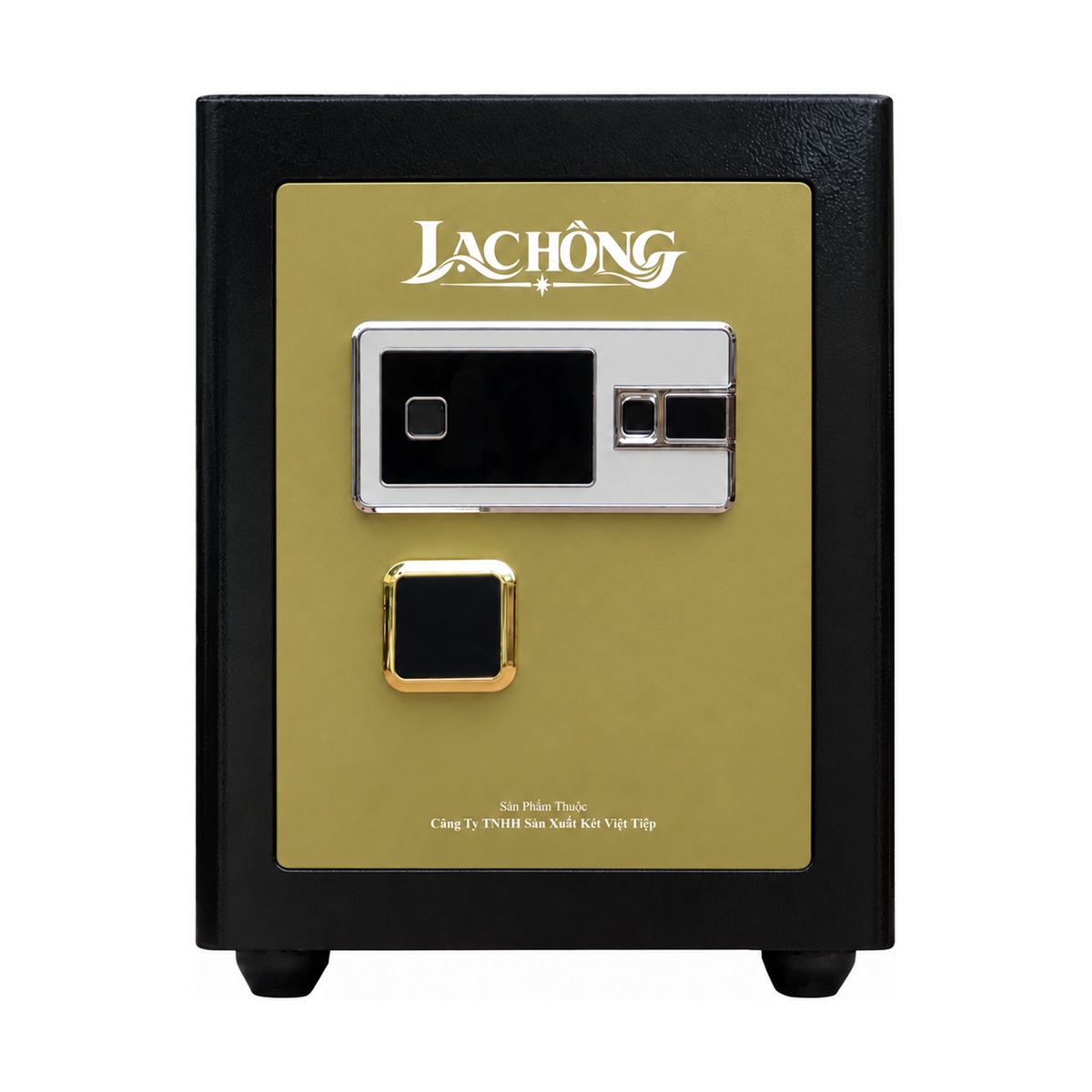 Két sắt Lạc Hồng VSC51 Pro màu đen phối vàng, bảng khóa cảm ứng và tay nắm vàng