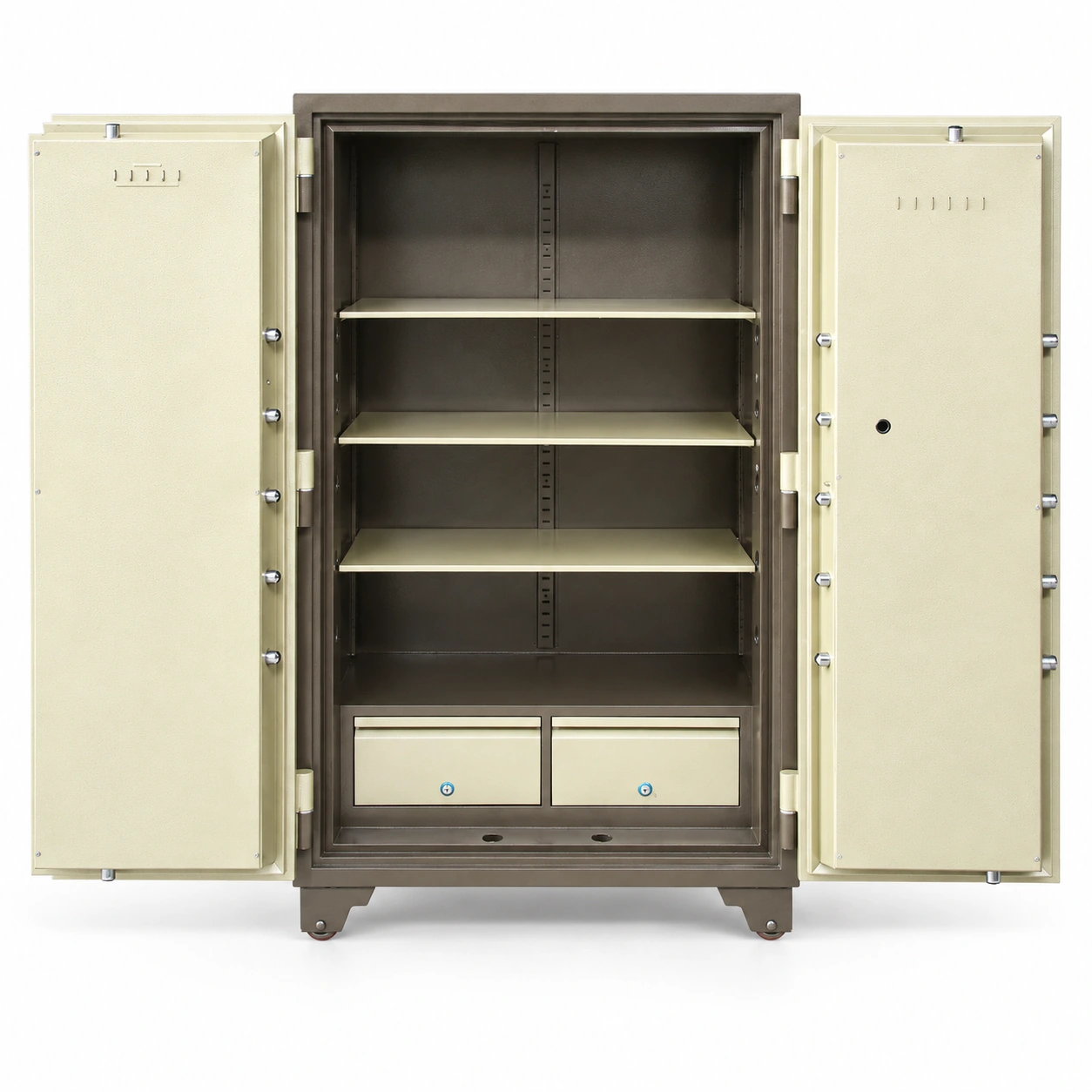 Két sắt Welko K1650-E Silver mở hai cánh, các đợt để đồ và hai ngăn kéo phía dưới