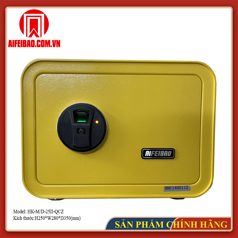 Mặt trước két mini Aifeibao HK-M/D-25II-QCZ màu vàng