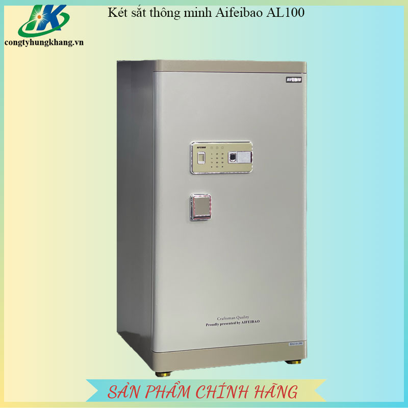 Két sắt Aifeibao HK-M/D-100-AL màu ghi xám nhìn từ góc trước bên trái