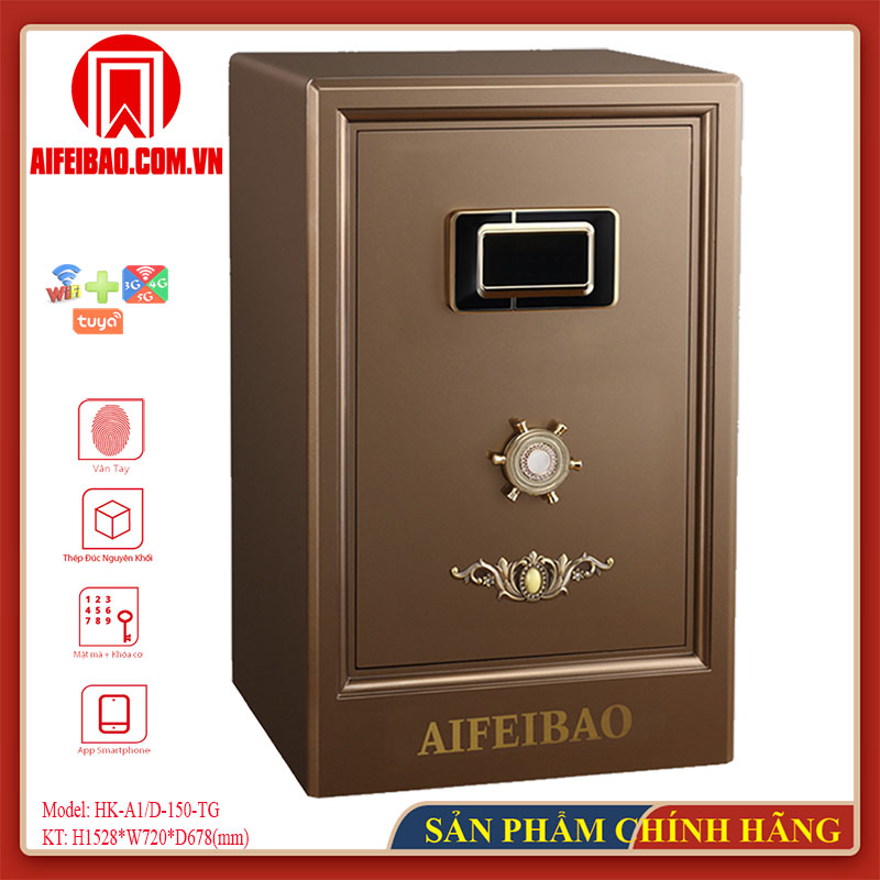 Mặt trước và hông két Aifeibao HK-A1/D-150-TG tông nâu đồng