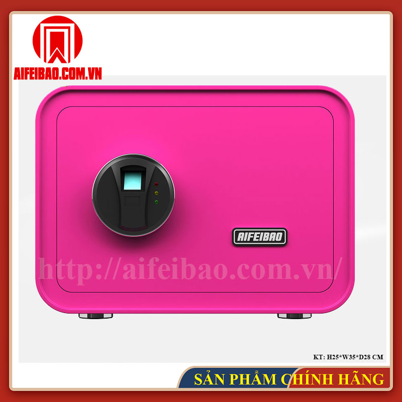 Mặt trước két mini Aifeibao HK-M/D-25II-QCZ màu hồng