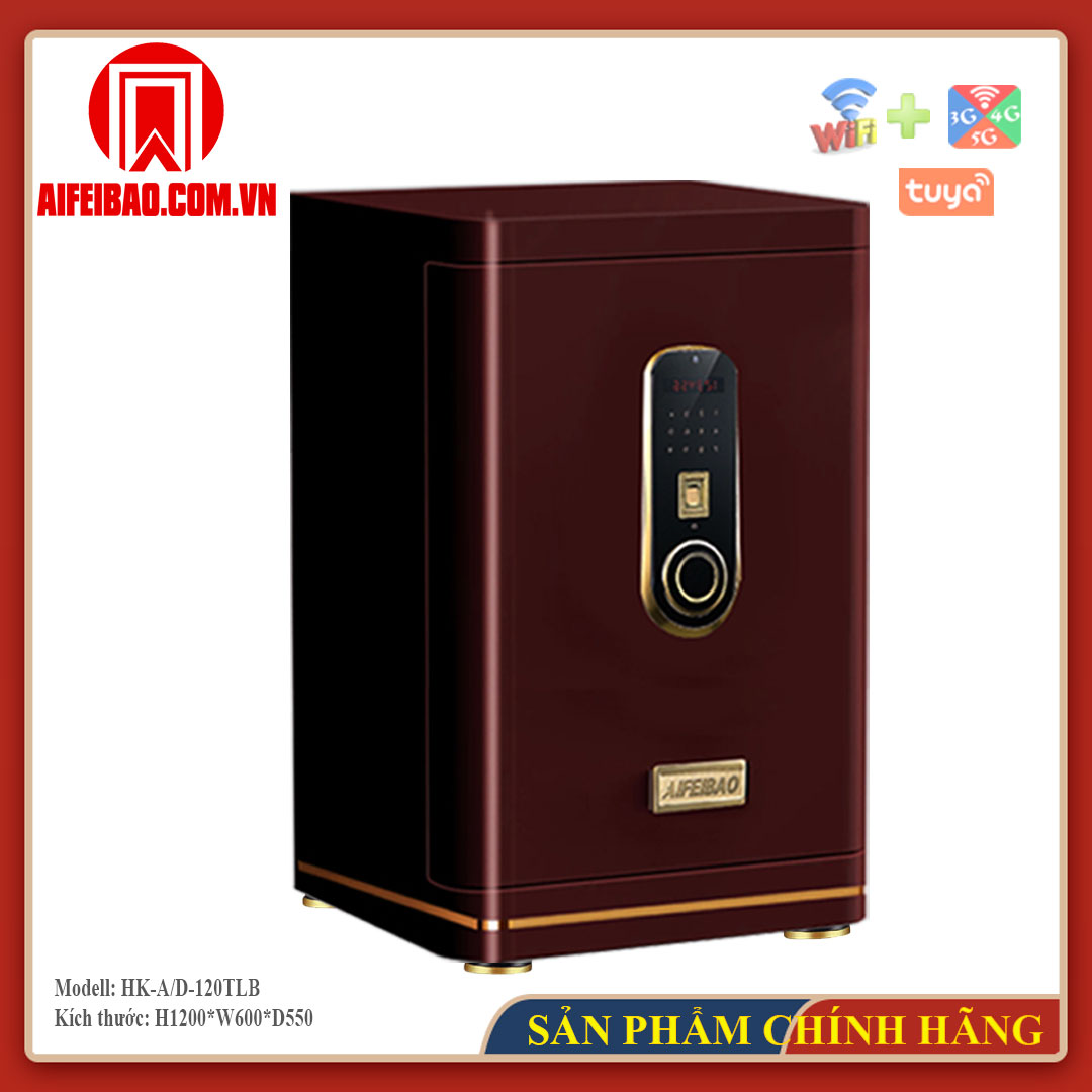 Góc trước bên trái két Aifeibao HK-A1/D-120-TLB màu đỏ rượu vang