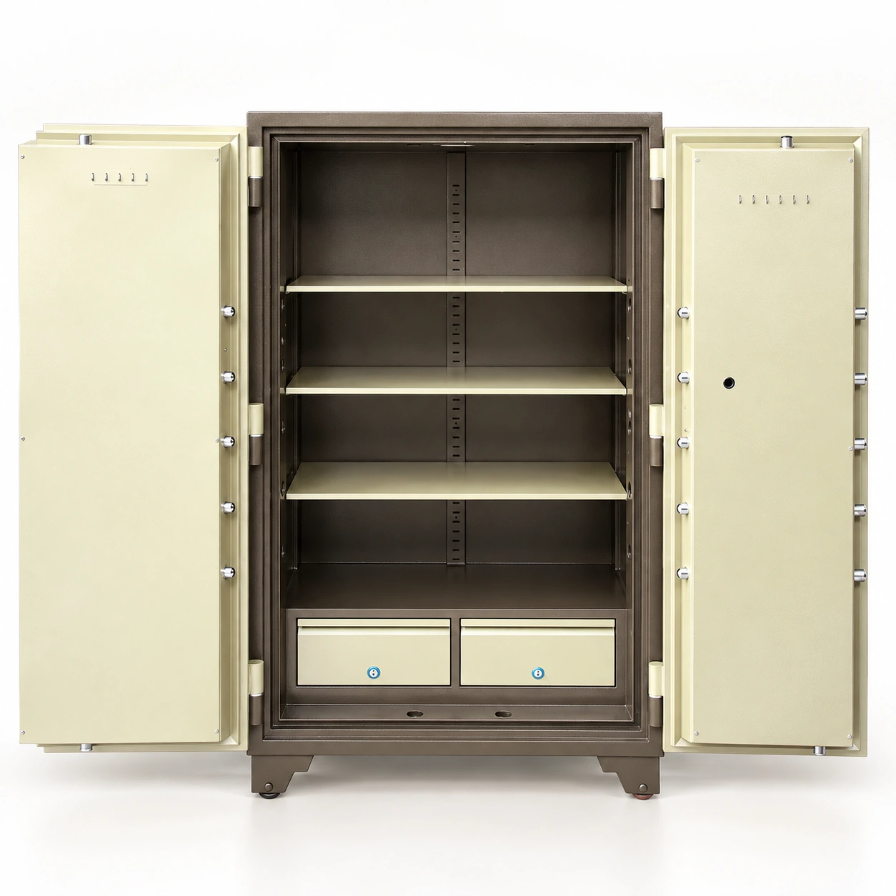 Két sắt Welko K1650-E mở hai cánh, các đợt để đồ và hai ngăn kéo phía dưới