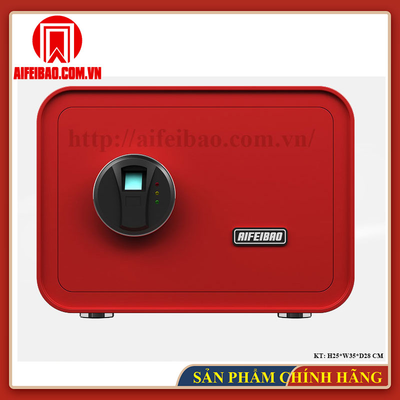 Mặt trước két mini Aifeibao HK-M/D-25II-QCZ màu đỏ