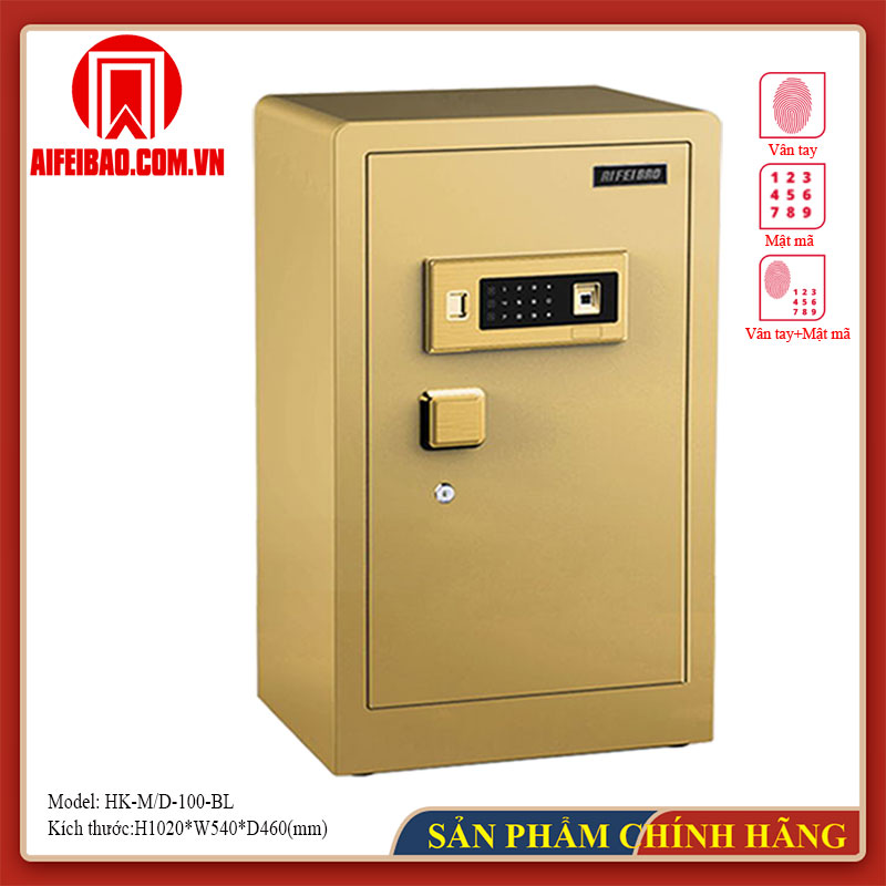 Góc trước két Aifeibao HK-M/D-100-BL màu vàng