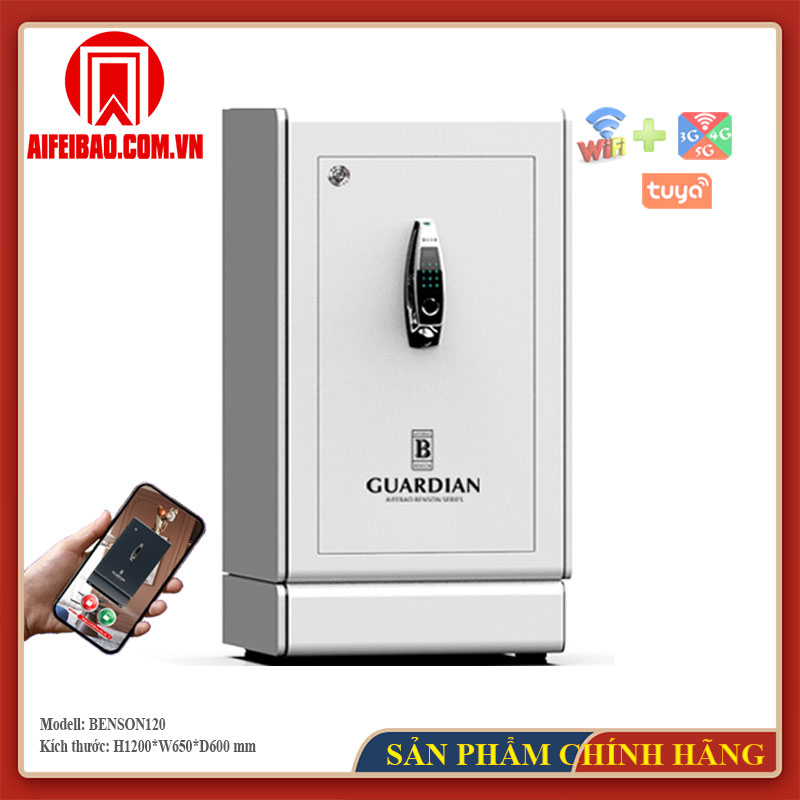 Phiên bản tông bạc của két Aifeibao Benson120 nhìn từ góc trước