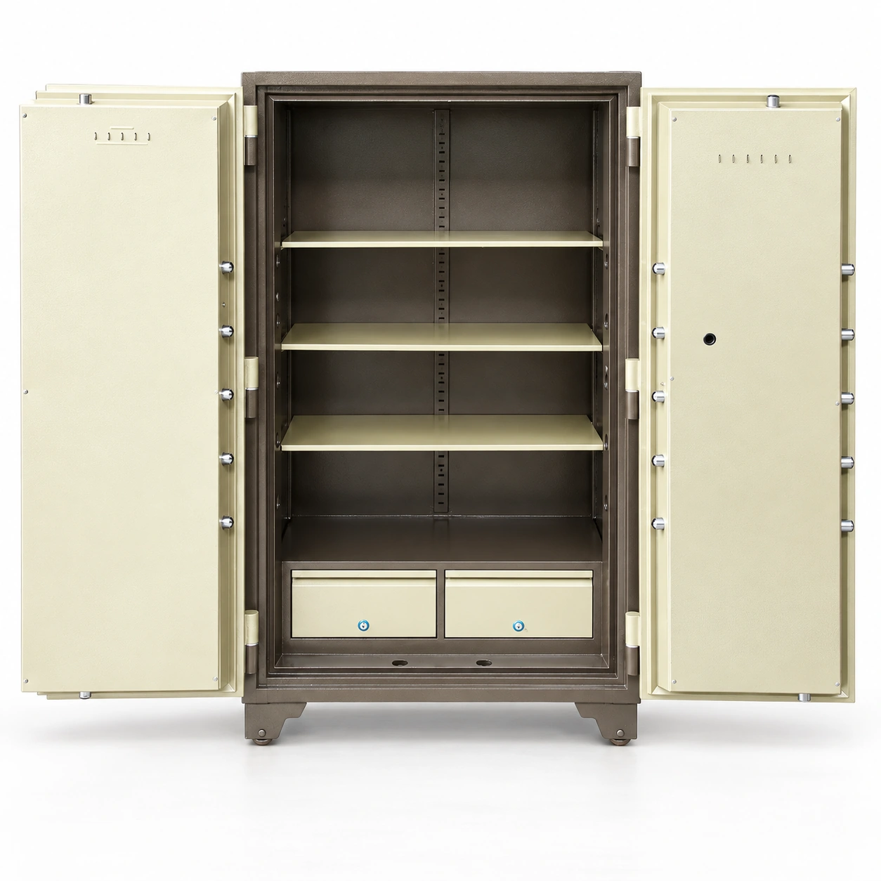 Két sắt Welko K1650-KC mở hai cánh, các đợt để đồ và hai ngăn kéo phía dưới