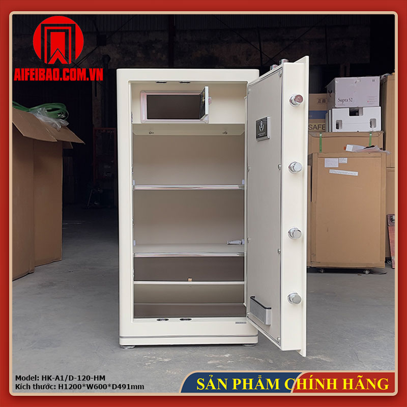 Nội thất két sắt Aifeibao HK-A1/D-120HM màu trắng với hai đợt chia và ngăn nhỏ phía trên