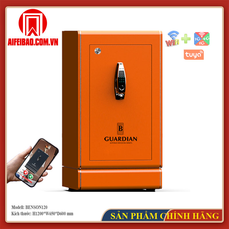 Phiên bản tông cam của két Aifeibao Benson120 nhìn từ góc trước