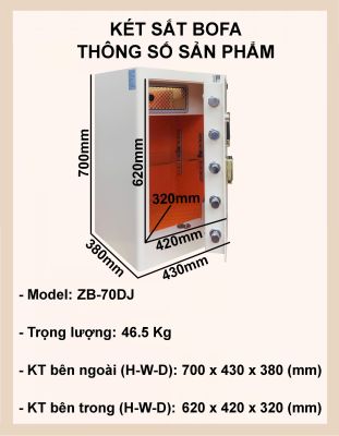 Két sắt ZHIBO SERIES ZB-70DJ