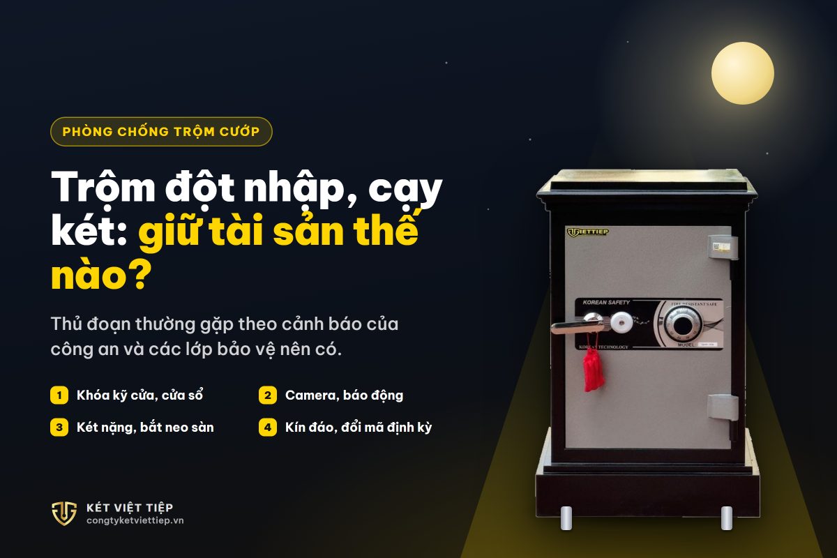 Phòng chống trộm đột nhập, cạy phá két sắt: két Việt Tiệp bắt neo dưới ánh đèn