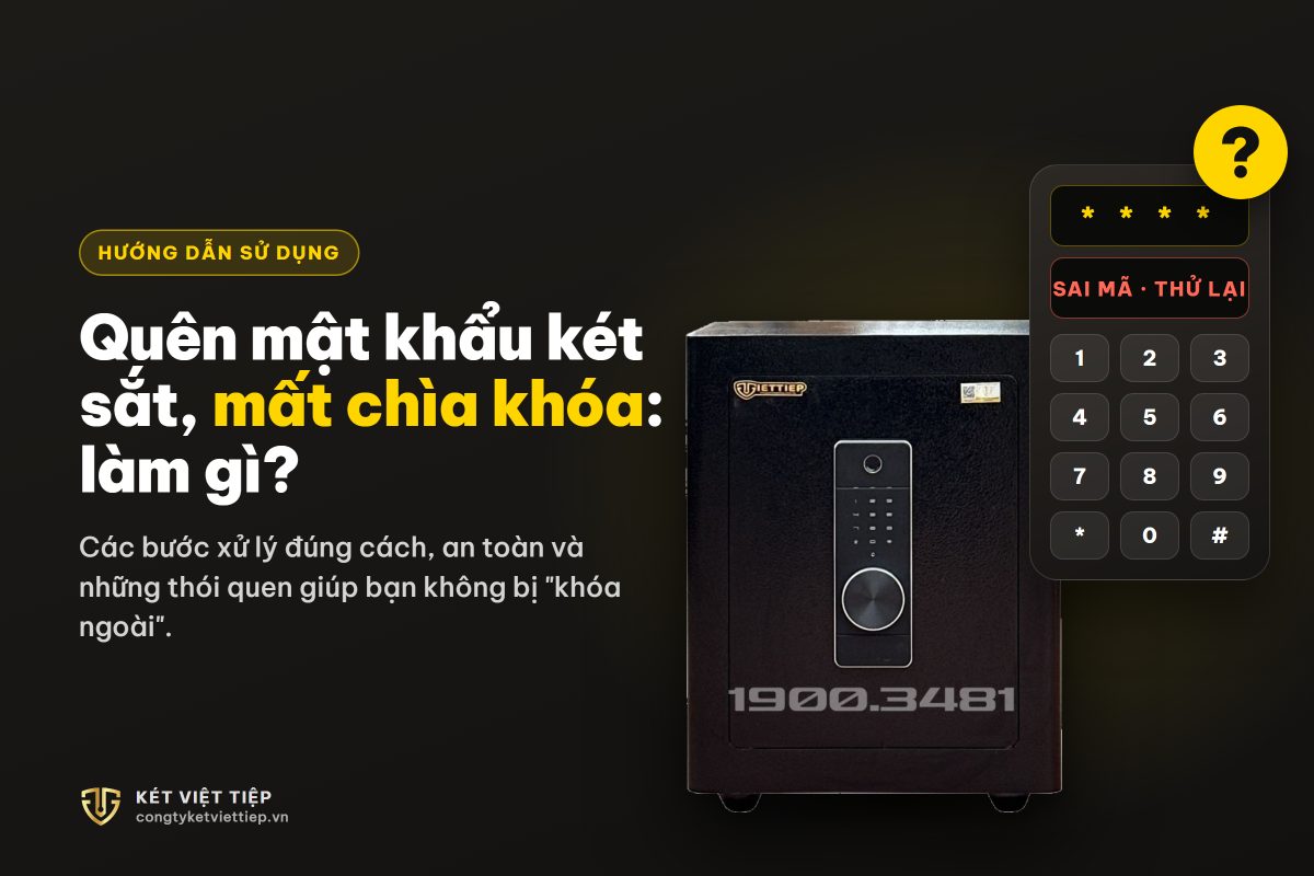 Quên mật khẩu két sắt, mất chìa khóa: két vân tay Việt Tiệp và bàn phím báo sai mã