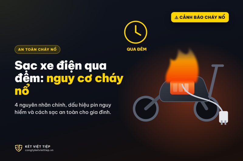 Sạc xe điện qua đ&ecirc;m: nguy cơ ch&aacute;y nổ v&agrave; c&aacute;ch ph&ograve;ng tr&aacute;nh cho gia đ&igrave;nh